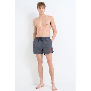 Pantaloni scurti de baie cu talie ajustabila - Gri inchis