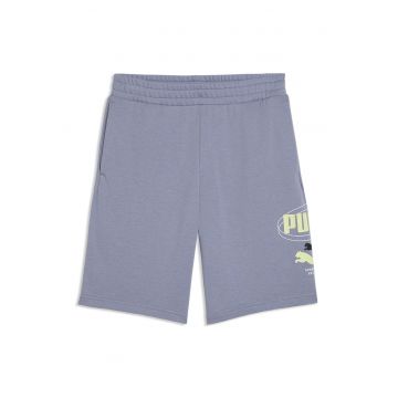 Pantaloni scurti de trening din amestec de bumbac cu imprimeu logo - Violet prafuit