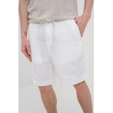 Pantaloni scurti din amestec de in Cino - Alb