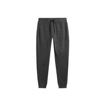 Pantaloni sport  4FAW23TTROM451 - bumbac/poliester - talie elastica - negru