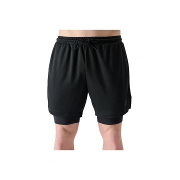 Pantaloni sport barbati  4FWSS25TFSHM0866 - talie elastica - doua buzunare - poliester - negru -