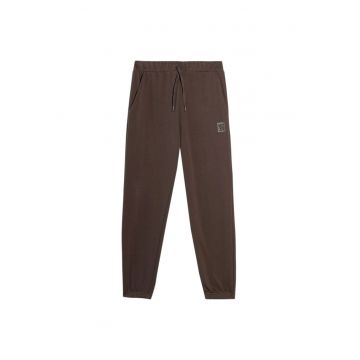 Pantaloni sport barbati  reglare in talie - elastic la picioare - bumbac/poliester - maro -