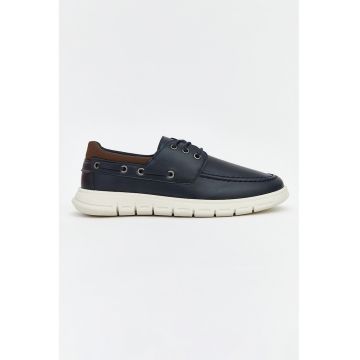 Pantofi de piele ecologica - Maro inchis/Albastru ultramarin