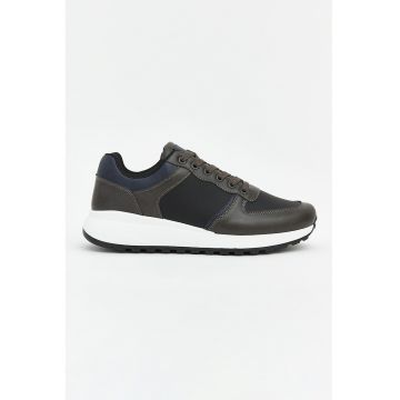 Pantofi sport din piele ecologica - Maro/Bleumarin