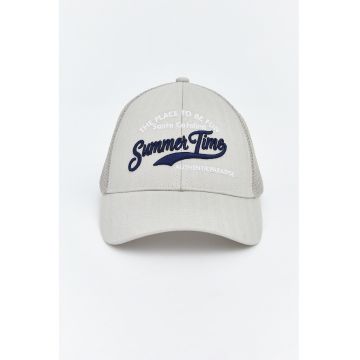 Sapca baseball cu text brodat - Gri deschis/Bleumarin