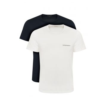 Set tricouri barbati -  alb si albastru - bumbac - regular fit