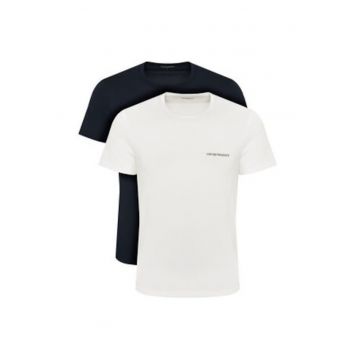 Set tricouri barbati -  alb si albastru - bumbac - regular fit