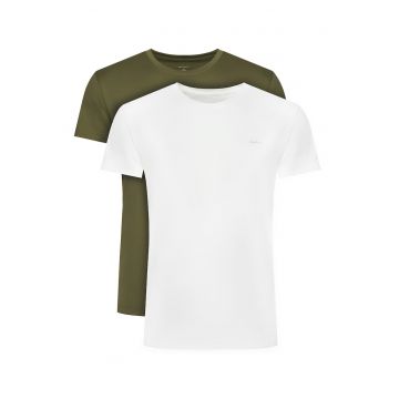 Set tricouri barbati -  alb si verde - bumbac - croiala regular fit