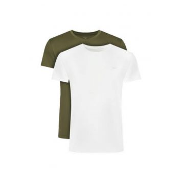 Set tricouri barbati -  alb si verde - bumbac - croiala regular fit