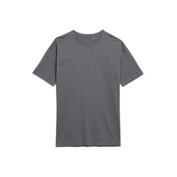 Tricou barbati  linie supradimensionata - decolteu rotund - gri - bumbac organic