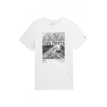 Tricou barbati  maneca scurta - imprimeu frontal - alb - bumbac organic