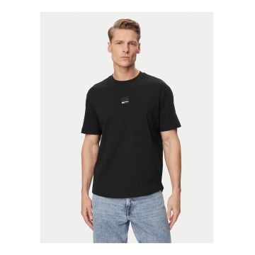 Tricou barbati -  negru - bumbac - cu imprimeu grafic - croiala regular fit