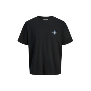 Tricou barbati -  negru - bumbac - imprimeu - croiala regular fit