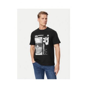 Tricou barbati -  negru - bumbac - imprimeu grafic - croiala regular fit