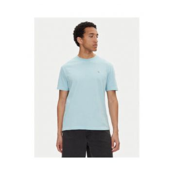 Tricou cu decolteu la baza gatului si imprimeu logo supardimensionat -