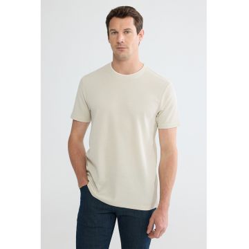 Tricou cu detaliu contrastant - Maro camel