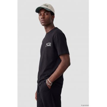 Tricou de bumbac cu model text - Negru stins