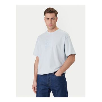 Tricou din bumbac cu decolteu la baza gatului - Albastru