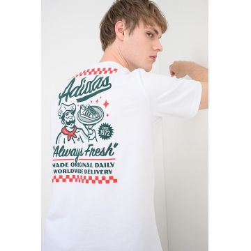 Tricou lejer cu imprimeu grafic - Verde padure/Alb optic/Rosu vermillion