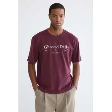 Tricou lejer din bumbac - Alb/Violet tyrian