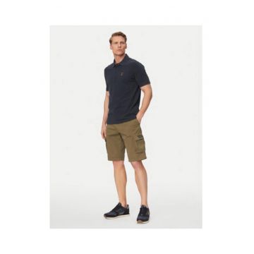 Tricou Polo Barbati -  Alb si Bleumarin - Bumbac - Maneca scurta