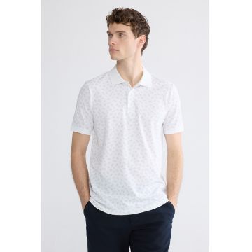 Tricou polo cu imprimeu floral - Alb optic