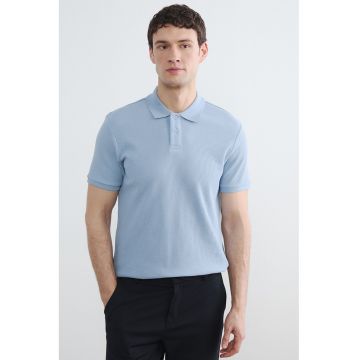 Tricou polo cu model texturat - Albastru pastel