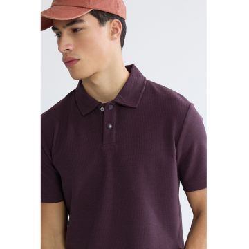 Tricou polo cu model uni - Violet tyrian