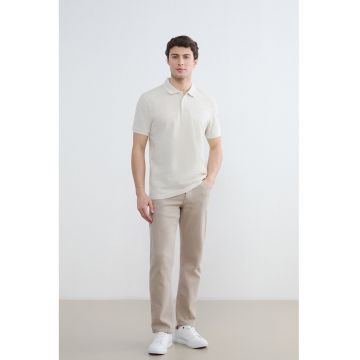 Tricou polo regular fit - Crem