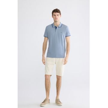 Tricou polo slim fit - Albastru prafuit/Bleumarin