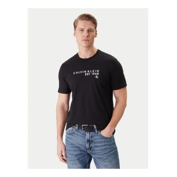Tricou regular fit din bumbac cu logo pe piept - Negru