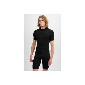 Tricou sport barbati  slim fit - cu fermoar - 3 buzunare - ventilatie - poliester-elastan -