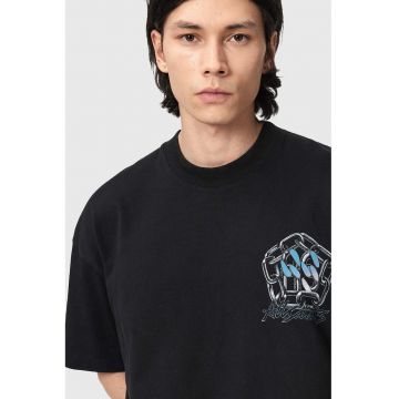 Tricou supradimensionat cu imprimeu grafic - Negru/Gri deschis/Albastru azur
