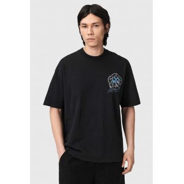 Tricou supradimensionat cu imprimeu grafic - Negru/Gri deschis/Albastru azur