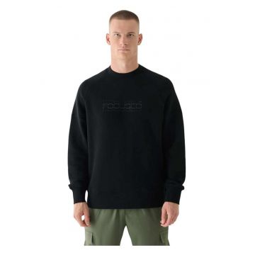 Bluza barbati  bumbac - cu garnituri la mansete si baza - negru