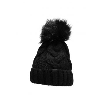 Caciula sport barbati  cu pompon - negru