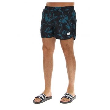 Costum de baie scurt pentru barbati -  model Short Beach PRT3 PL - negru si verde - material usor - uscare rapida -