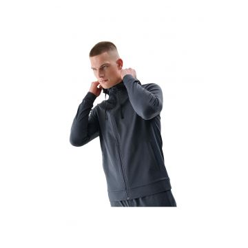 Hanorac barbati  impermeabila - cu gluga - microfleece - gri - poliester-elastan