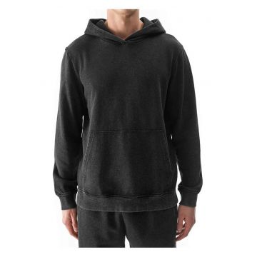 Hanorac barbati  negru - bumbac - croiala confortabila - buzunar frontal tip cangur