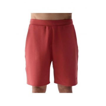Pantaloni scurti barbati  croiala regulata - rosu - bumbac/poliester/elastan