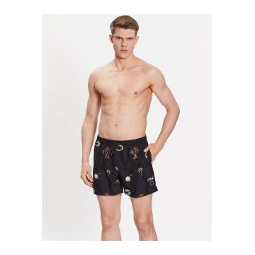 Pantaloni scurti de baie barbati -  Poliester - Negru - Negru