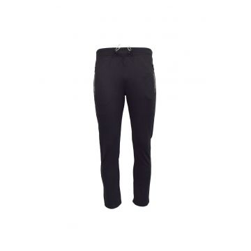 Pantaloni sport barbati  buzunare cu fermoar - bumbac/poliester - negru -