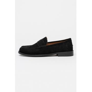Pantofi loafer din piele intoarsa - Negru