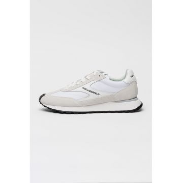 Pantofi sport Kairo cu insertii de piele intoarsa - Alb/Gri deschis