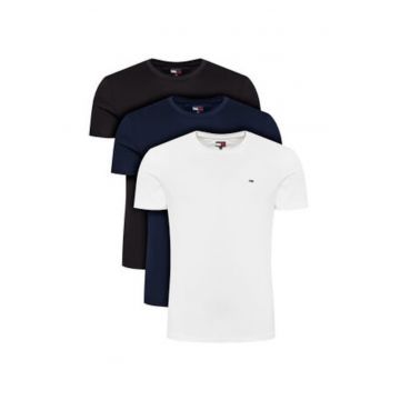 Set de tricouri slim fit cu detaliu logo - 3 piese