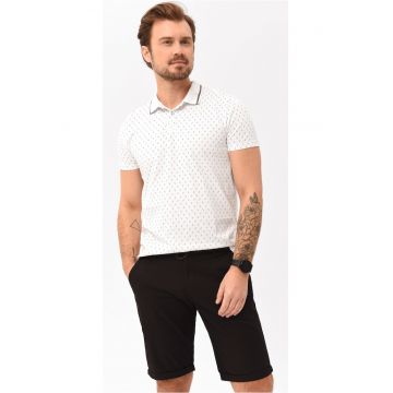 Tricou polo pentru barbati  O-Caro - alb - cu model - Alb