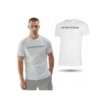 Tricou sport barbati -  bumbac elastic - alb