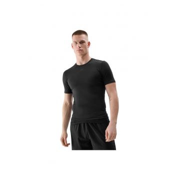 Tricou sportiv barbati  croiala stramta - negru - poliester-elastan