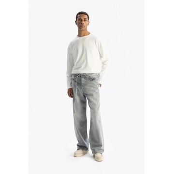 Blugi barbati -  talie medie - picior larg - gri - denim