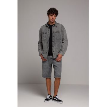 Blugi scurti regular fit - Gri melange